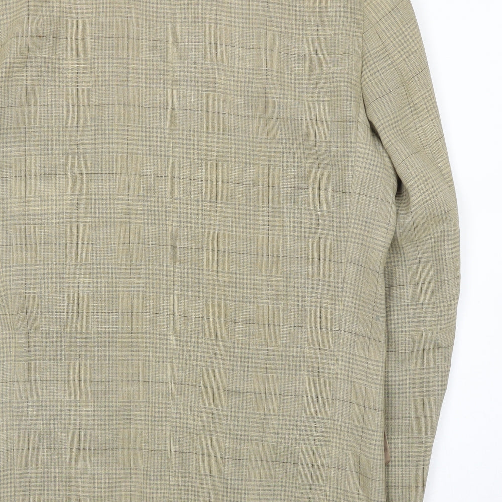 M&S Mens Beige Plaid  Jacket Suit Jacket Size 42