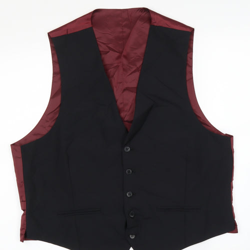 M&S Mens Black   Jacket Suit Waistcoat Size XL
