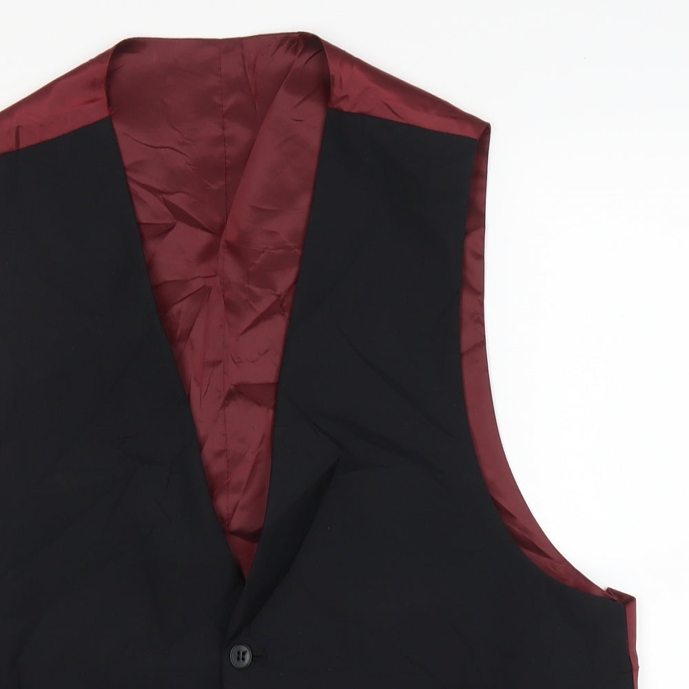 M&S Mens Black   Jacket Suit Waistcoat Size XL