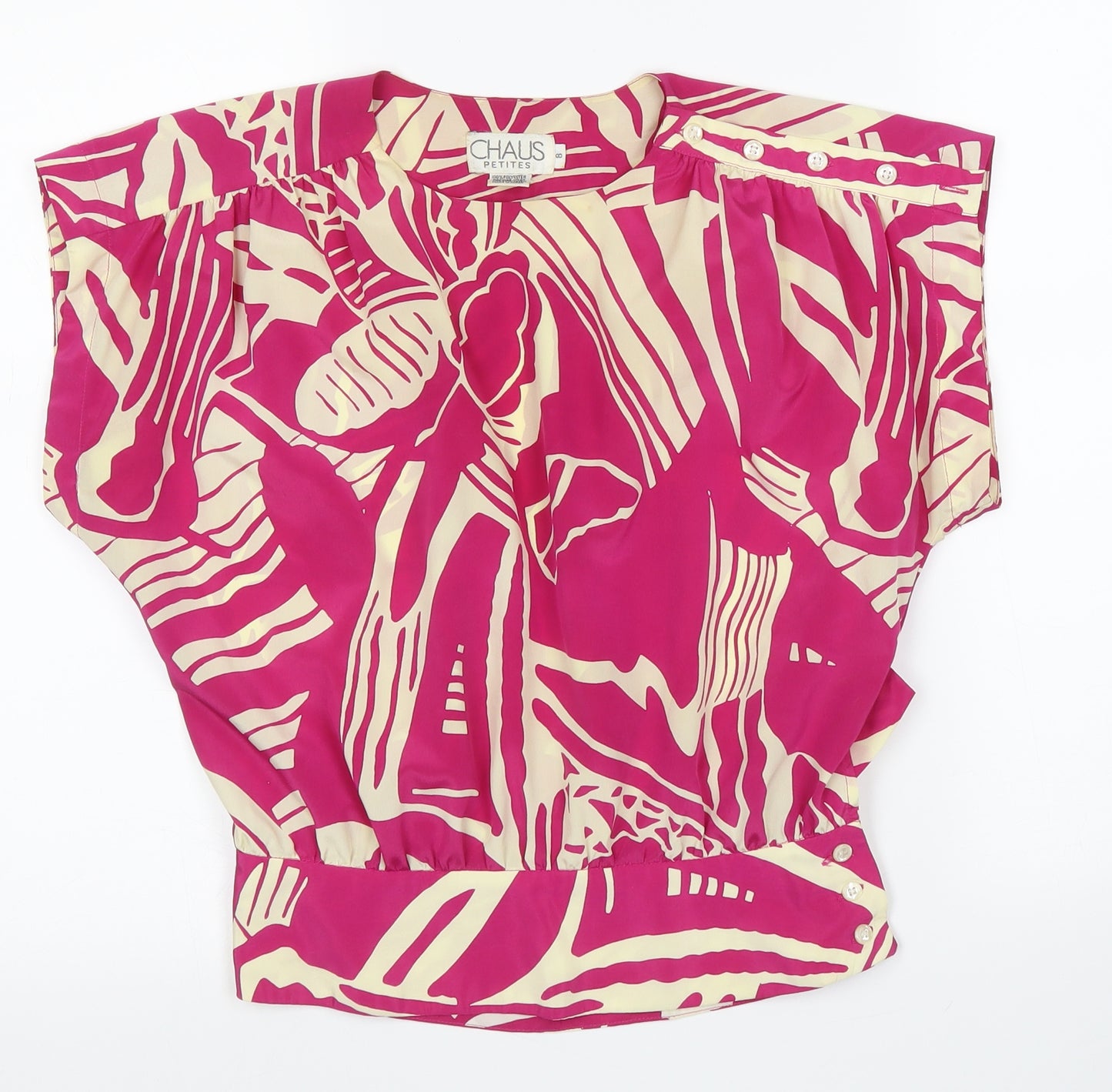 Chaus Womens Pink Floral  Basic Blouse Size 8