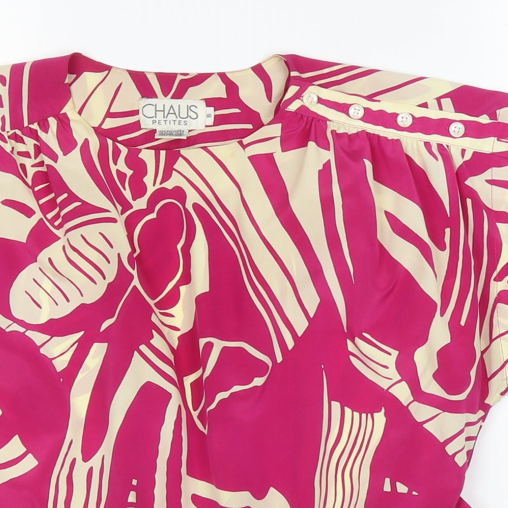 Chaus Womens Pink Floral  Basic Blouse Size 8
