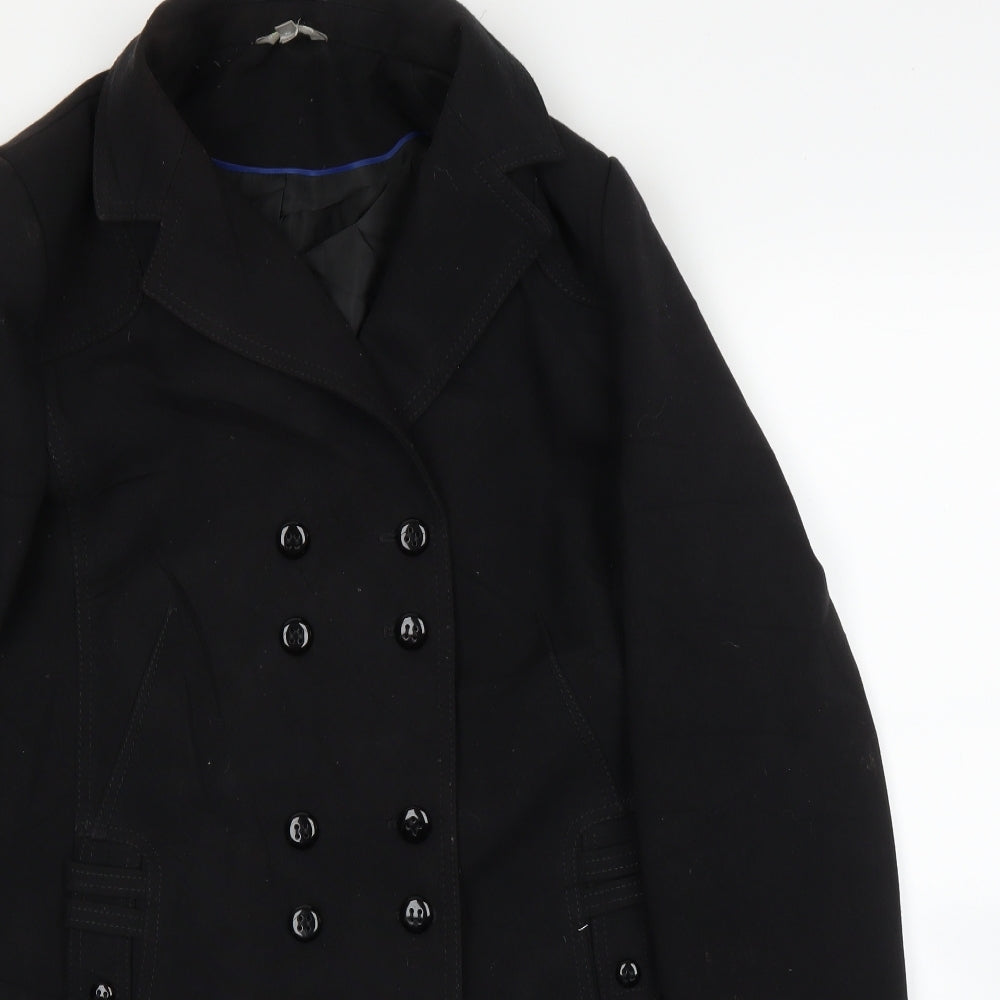 M&S Womens Black   Pea Coat Coat Size 14