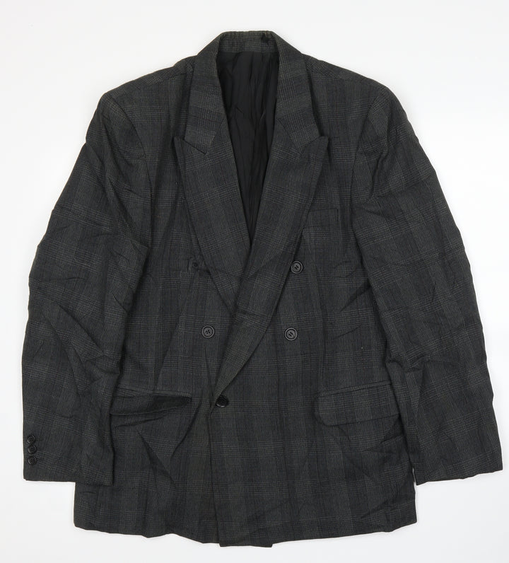 Brentoni Mens Grey Plaid  Jacket Suit Jacket Size 40