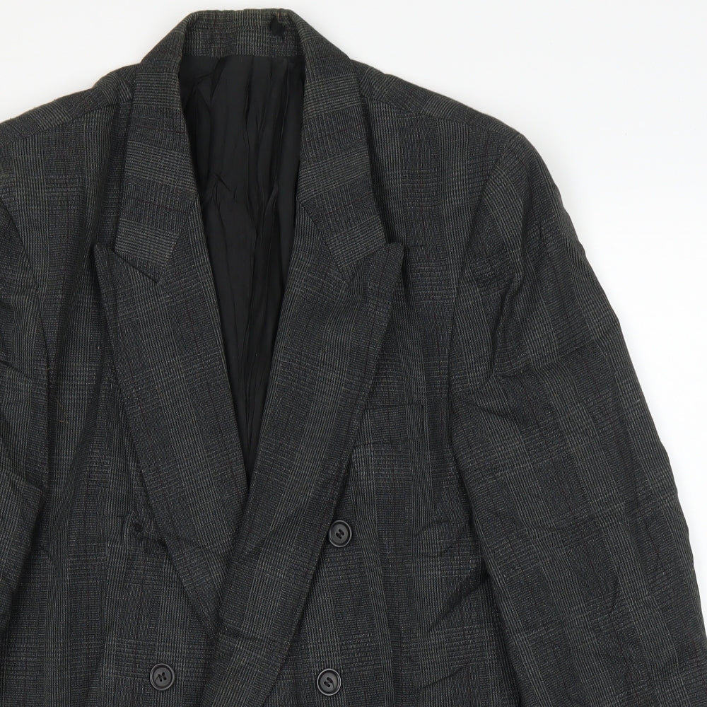 Brentoni Mens Grey Plaid  Jacket Suit Jacket Size 40