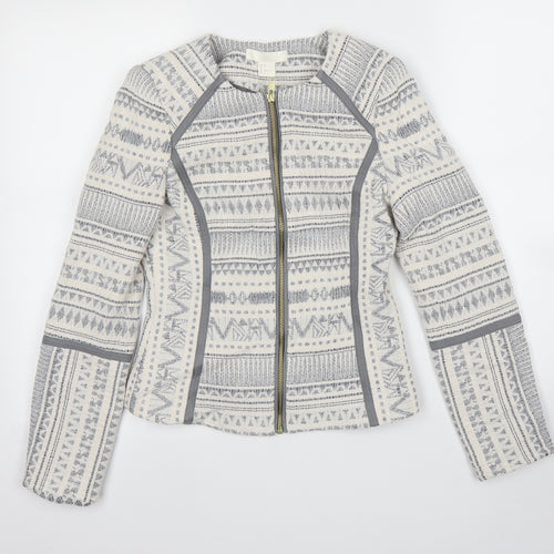 H&M Womens White Geometric  Jacket  Size XS