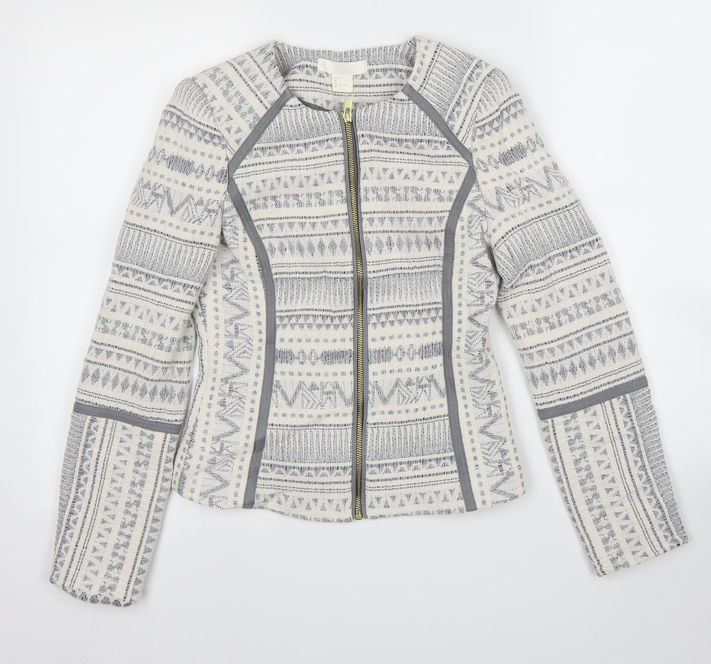 H&M Womens White Geometric  Jacket  Size XS
