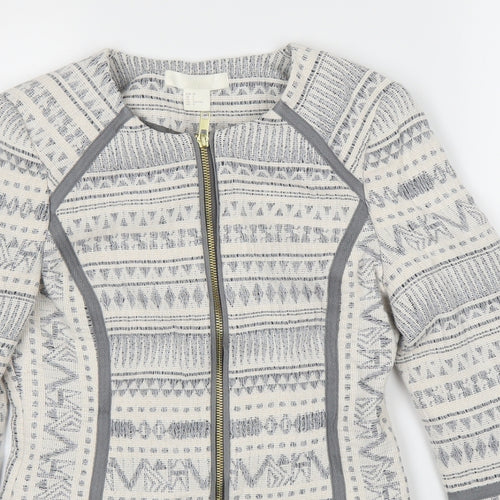 H&M Womens White Geometric  Jacket  Size XS