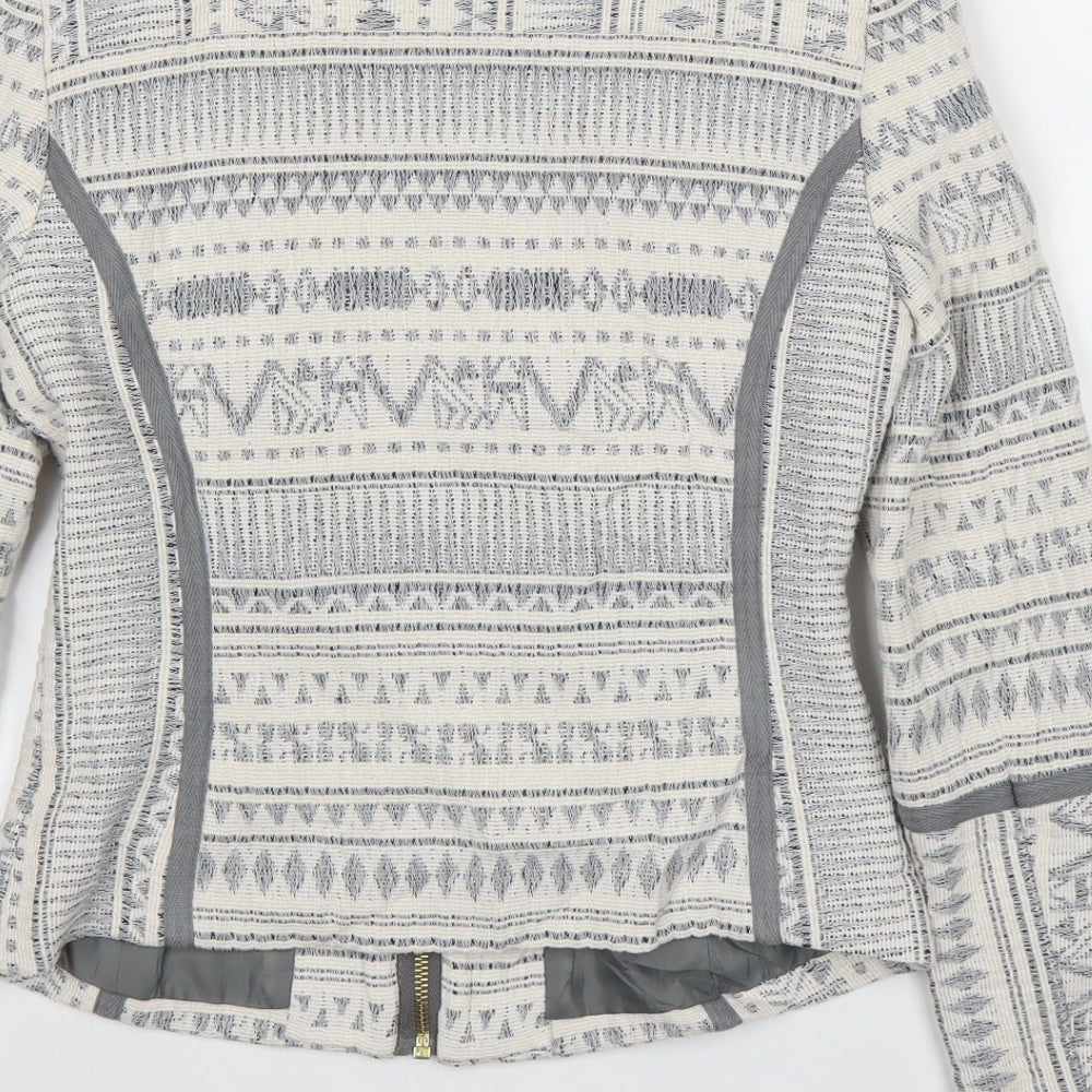 H&M Womens White Geometric  Jacket  Size XS