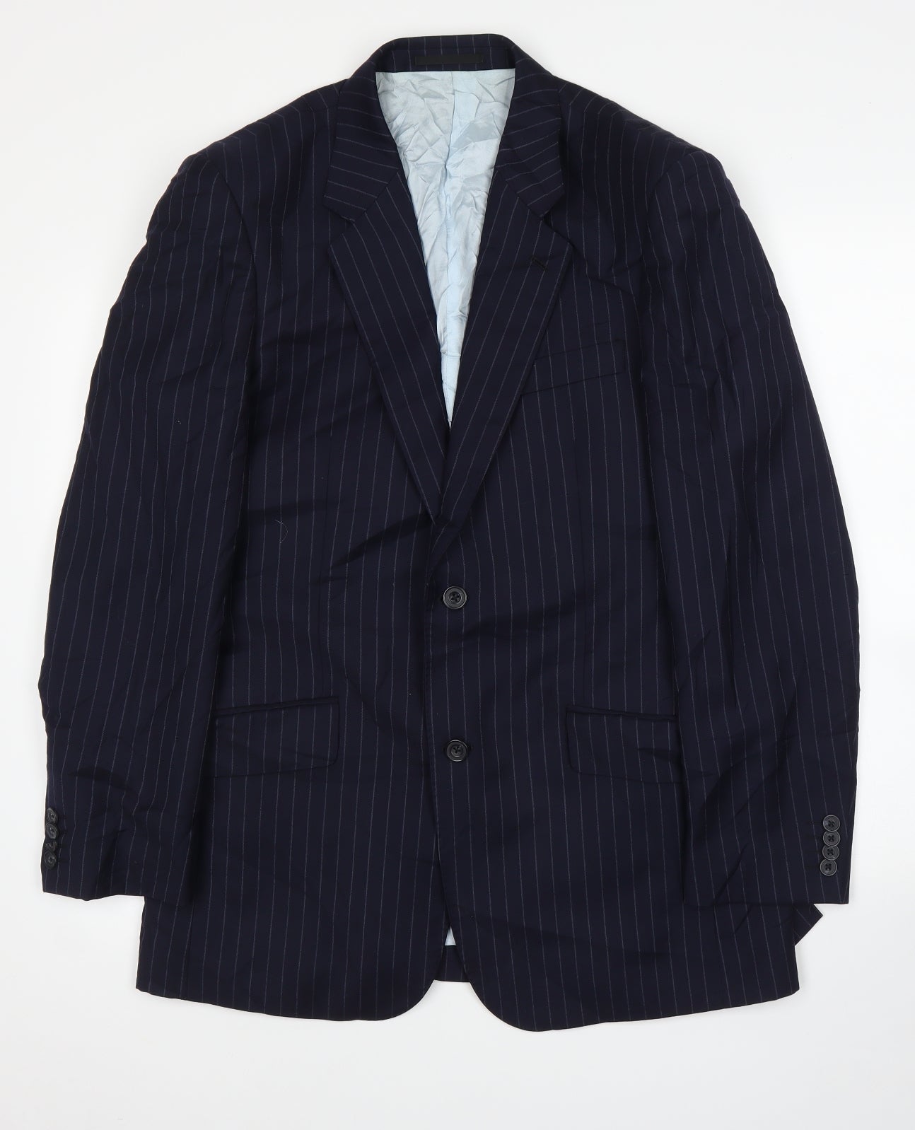 TM Lewin Mens Blue Striped  Jacket Suit Jacket Size 40