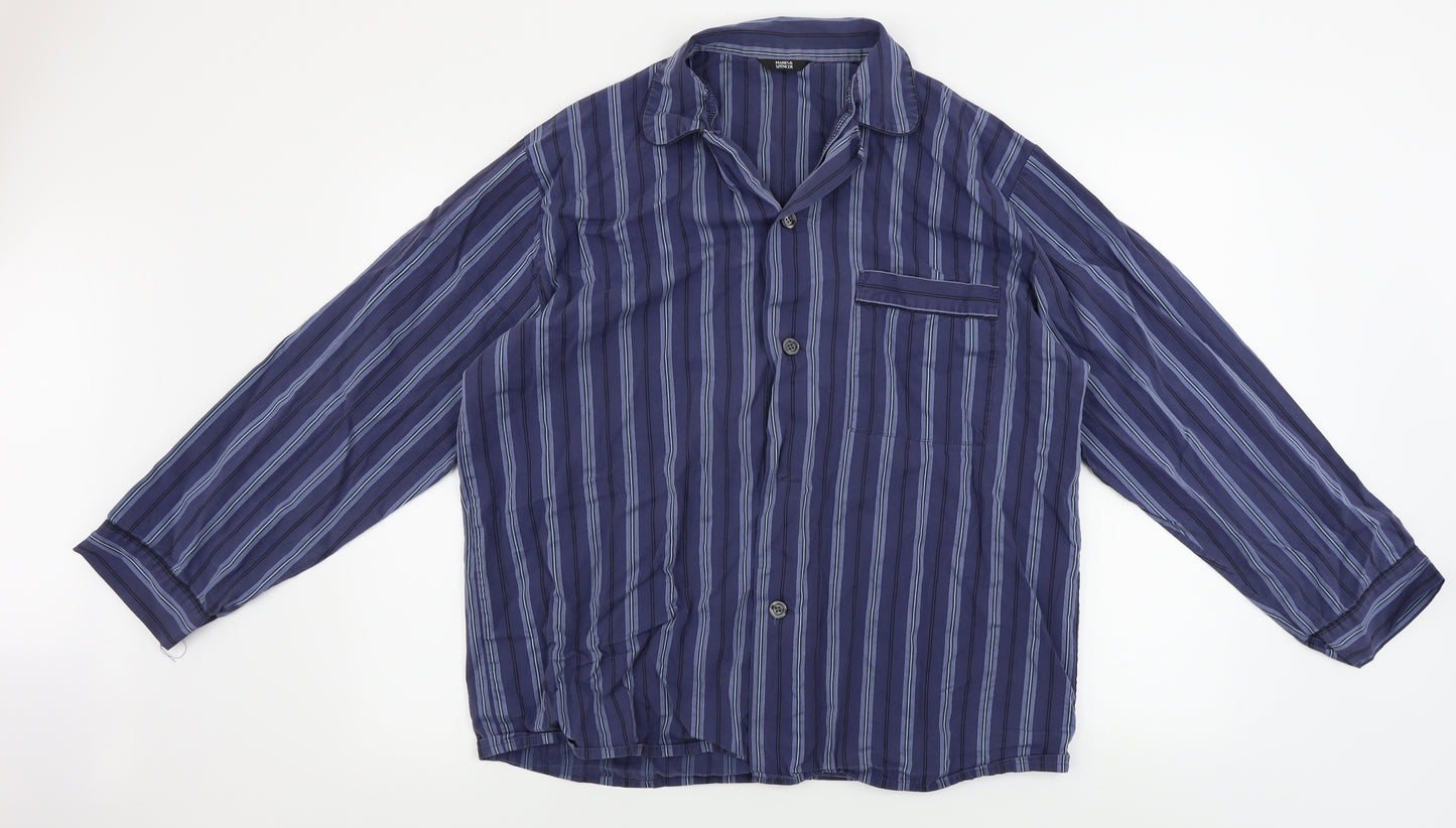 Marks and Spencer  Mens Blue Striped   Button-Up Size L