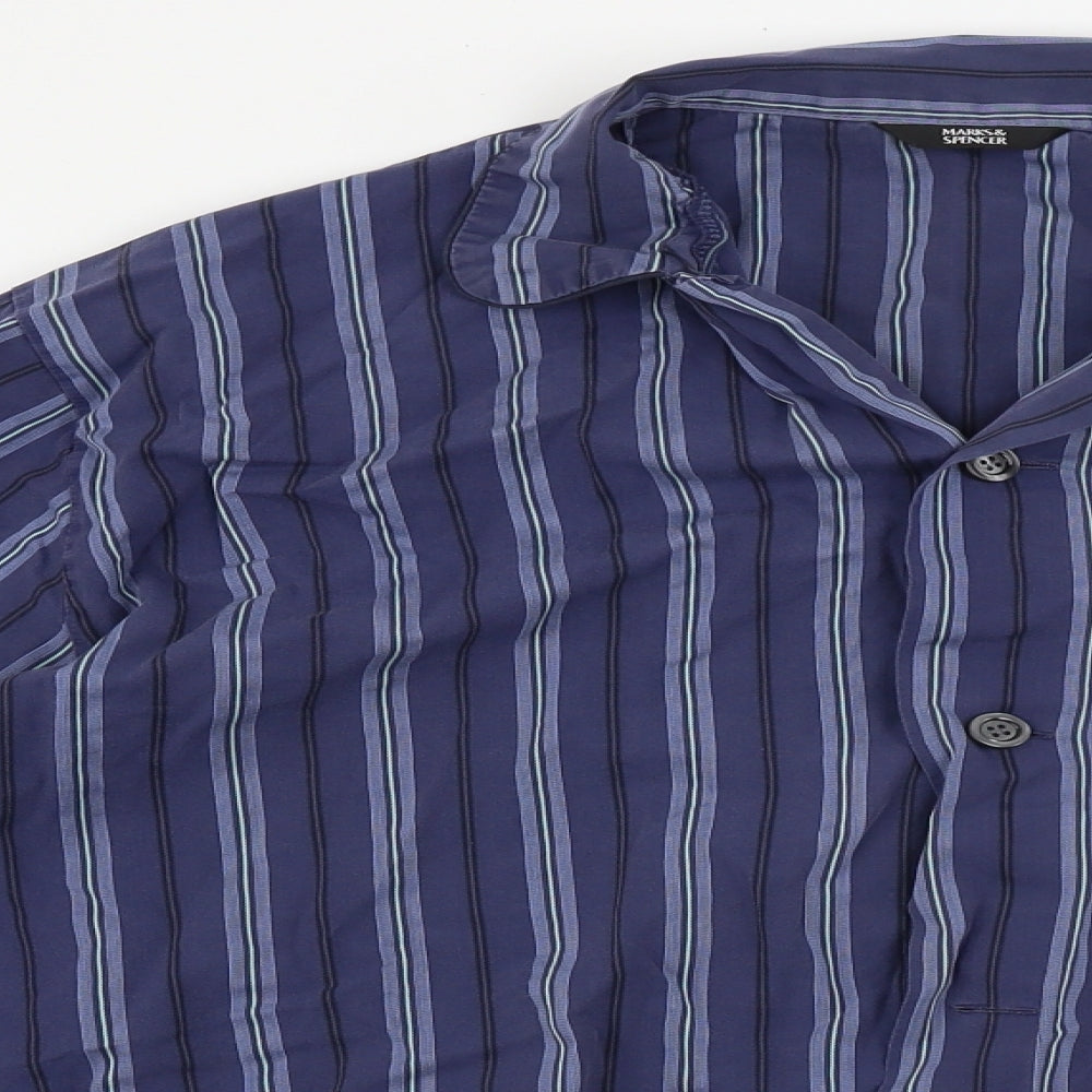 Marks and Spencer  Mens Blue Striped   Button-Up Size L