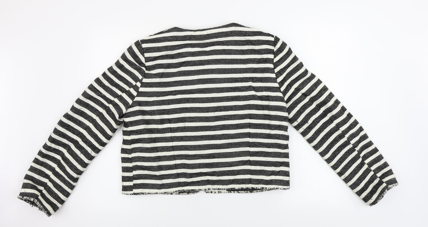 Miss Selfridge Womens Beige Striped  Jacket Coat Size 16