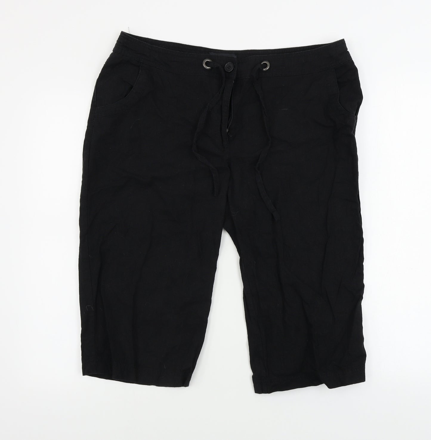 Papaya  Womens Black   Cropped Trousers Size 16