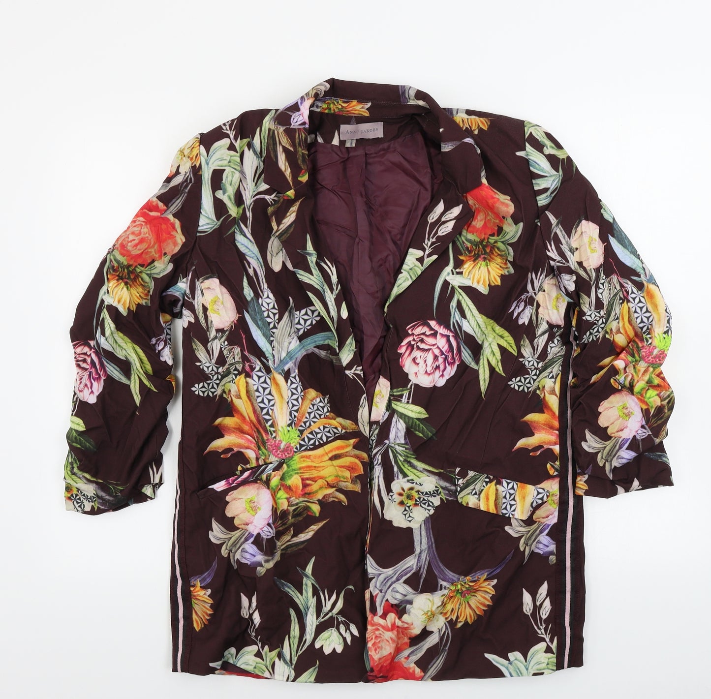 ana jakobs  Womens Brown Floral  Jacket Blazer Size L