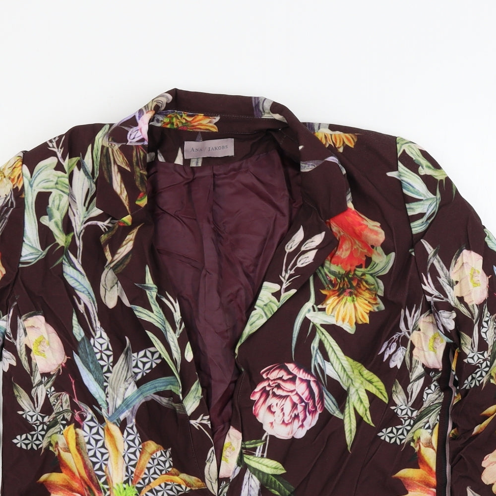 ana jakobs  Womens Brown Floral  Jacket Blazer Size L