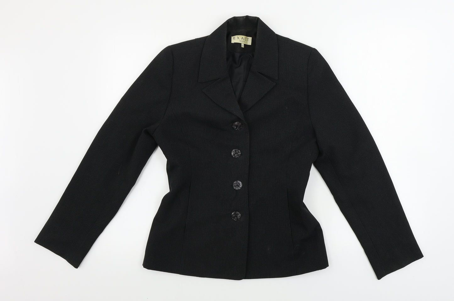 Exact  Womens Black Striped  Jacket Blazer Size 6