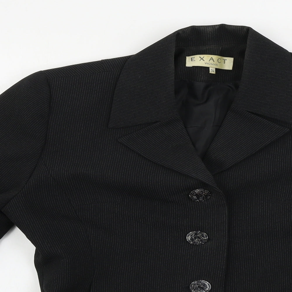 Exact  Womens Black Striped  Jacket Blazer Size 6