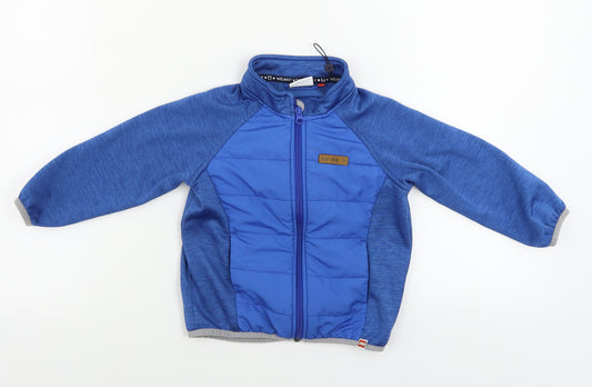 Front view of lego wear boys’ blue jacket coat, size 2, years
