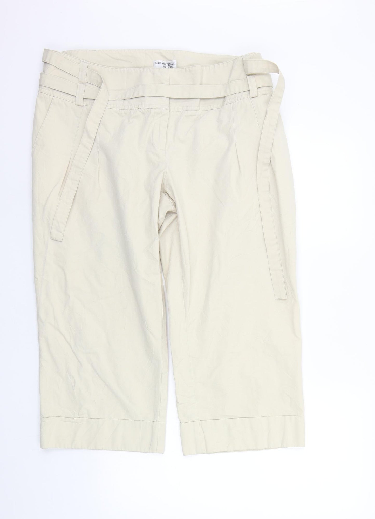 Marks and Spencer Womens Beige   Trousers  Size 20 L21 in - BELTED