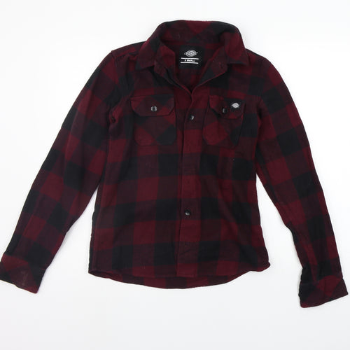 Dickies Mens Red Check   Button-Up Size XS