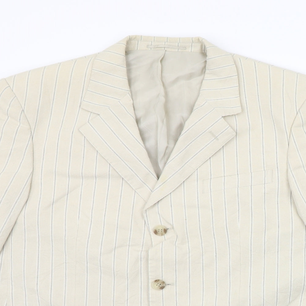 jan pualsen Mens Beige Striped  Jacket Blazer Size 50