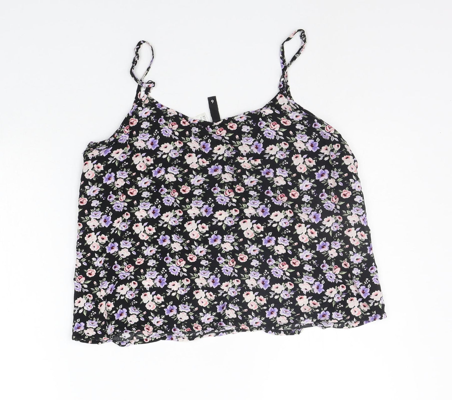 Divided by H&M Womens Black Floral  Basic Tank Size 6