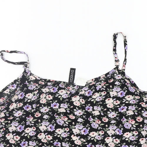 Divided by H&M Womens Black Floral  Basic Tank Size 6
