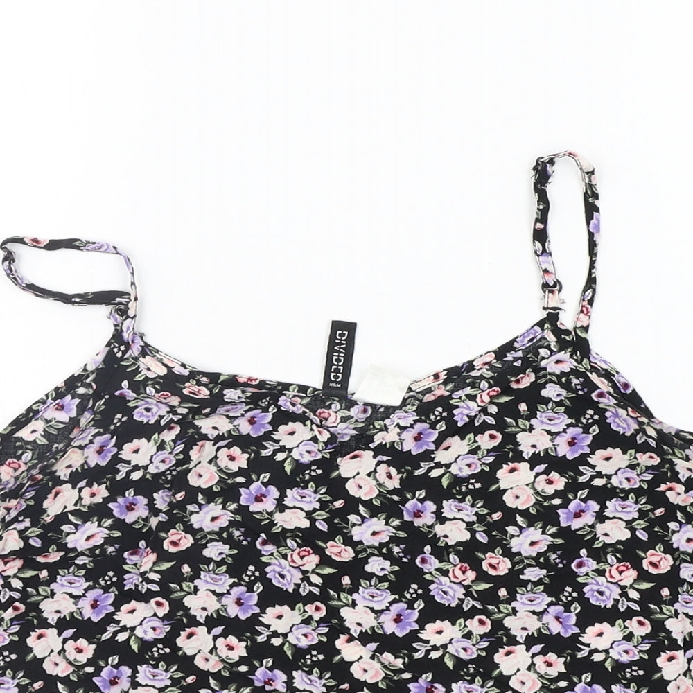 Divided by H&M Womens Black Floral  Basic Tank Size 6