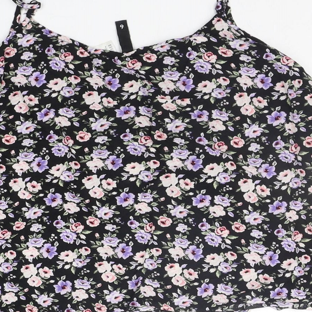 Divided by H&M Womens Black Floral  Basic Tank Size 6