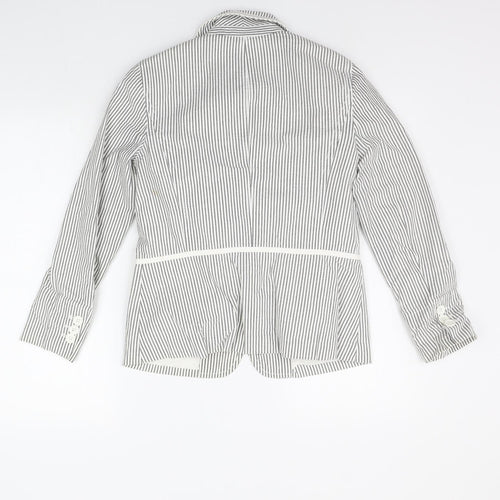 liz calborne Womens White Striped  Jacket Blazer Size 8