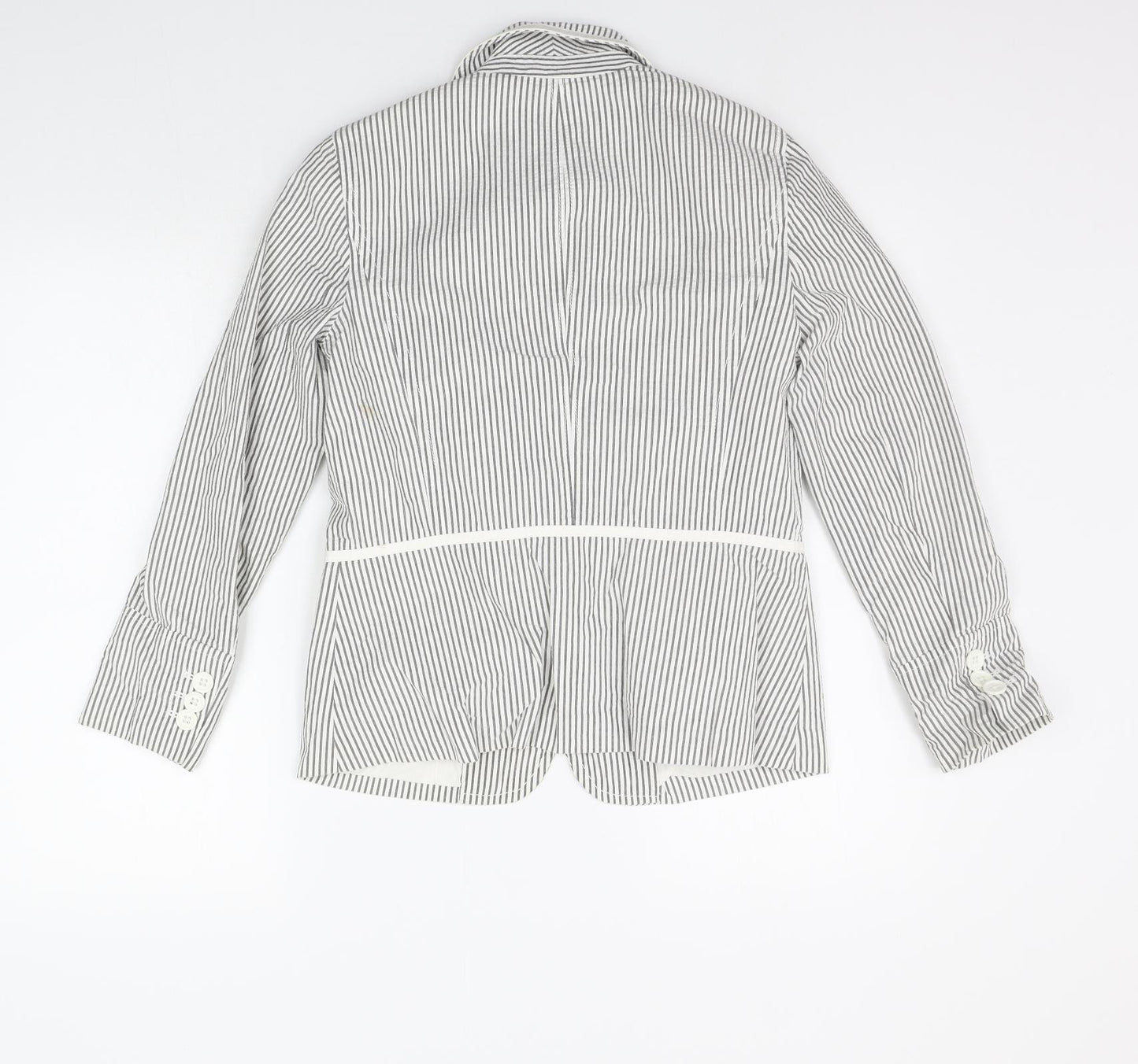 liz calborne Womens White Striped  Jacket Blazer Size 8