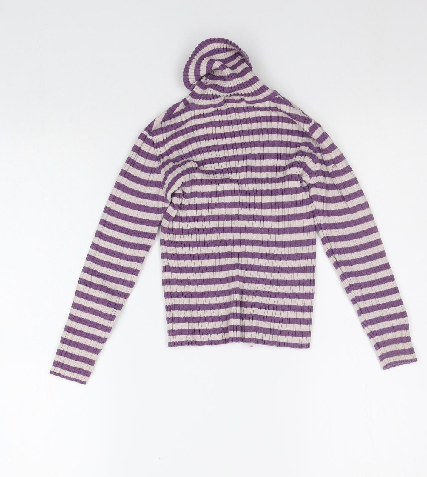 Nutmeg Girls Purple Striped  Basic T-Shirt Size 8-9 Years