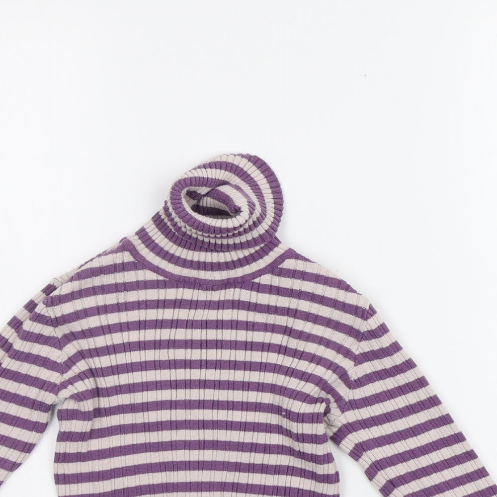 Nutmeg Girls Purple Striped  Basic T-Shirt Size 8-9 Years