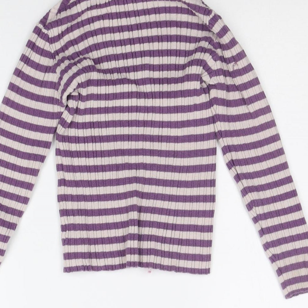Nutmeg Girls Purple Striped  Basic T-Shirt Size 8-9 Years
