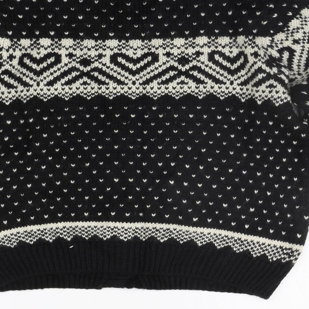 Papaya Womens Black Geometric  Cardigan Jumper Size 18