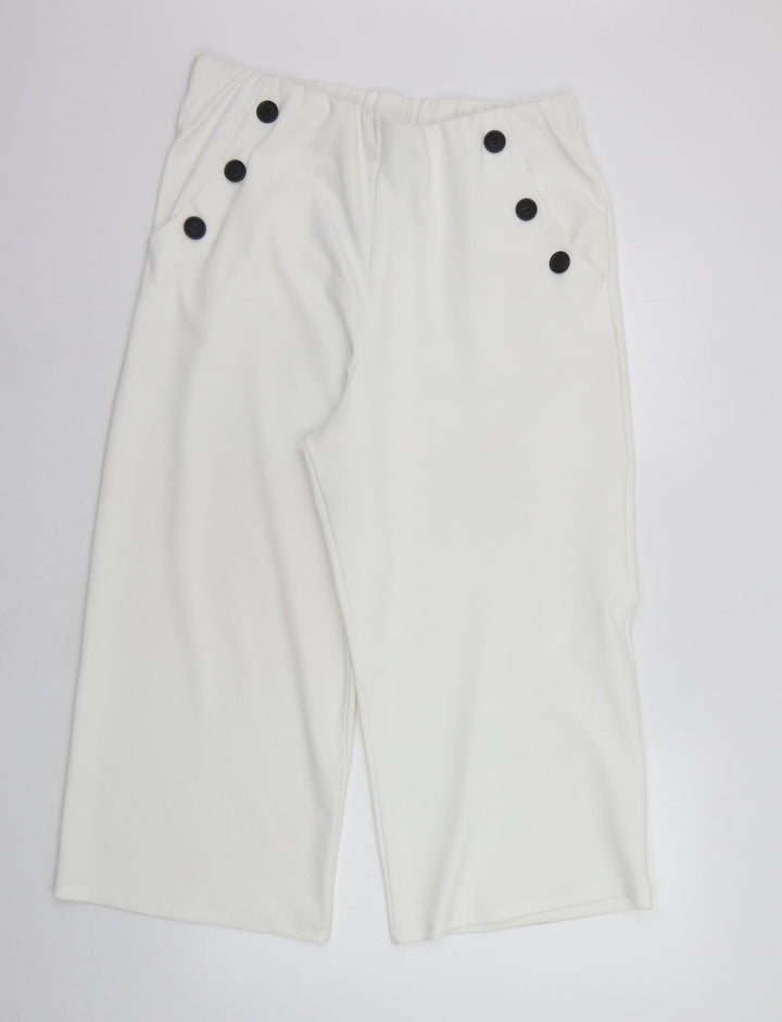New Look Womens White Trousers Size 18 L21 in - Elasticated Waist
