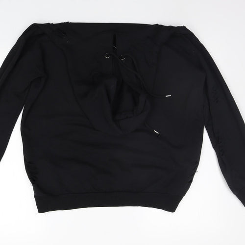 Select Womens Black   Henley Hoodie Size 10