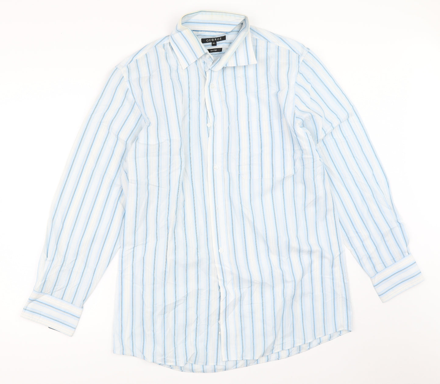 George Mens White Striped   Button-Up Size 15.5