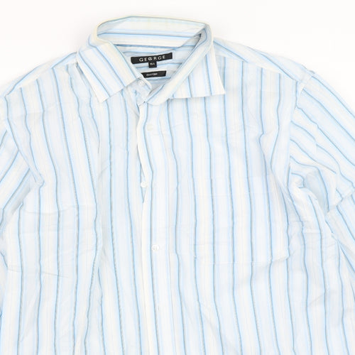 George Mens White Striped   Button-Up Size 15.5