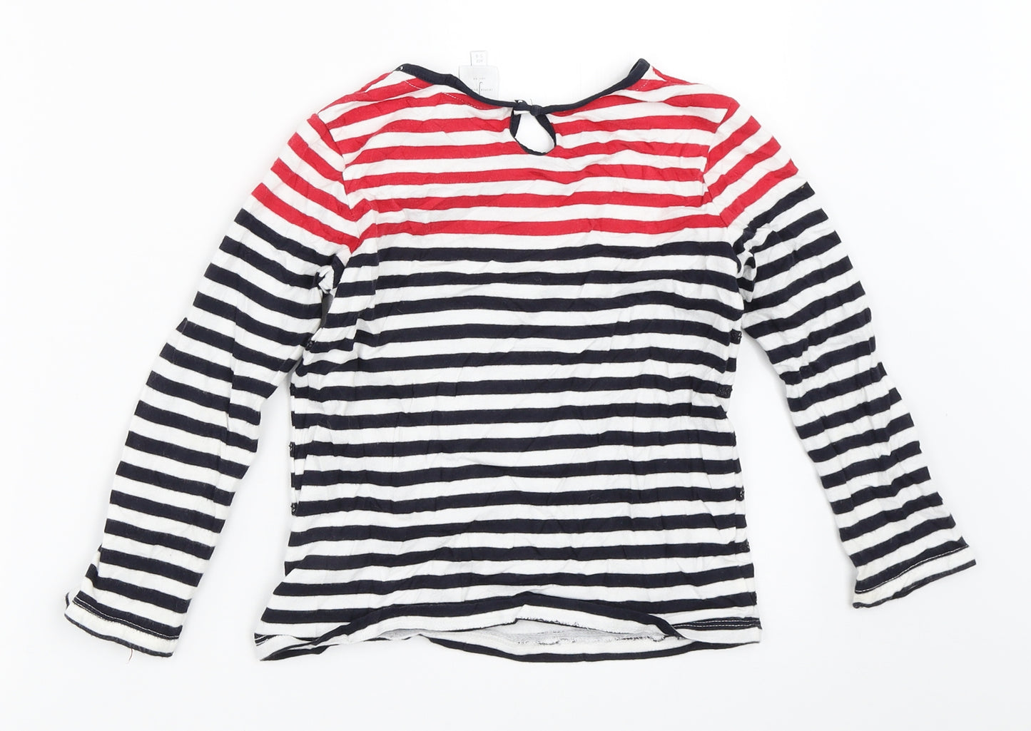 Jasper Conran Girls White Striped  Basic T-Shirt Size 5-6 Years