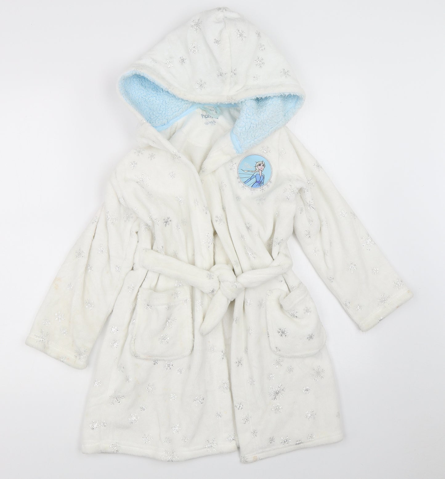 Marks and Spencer Girls Ivory Solid  Top Robe Size 5-6 Years  - frozen dressing gown