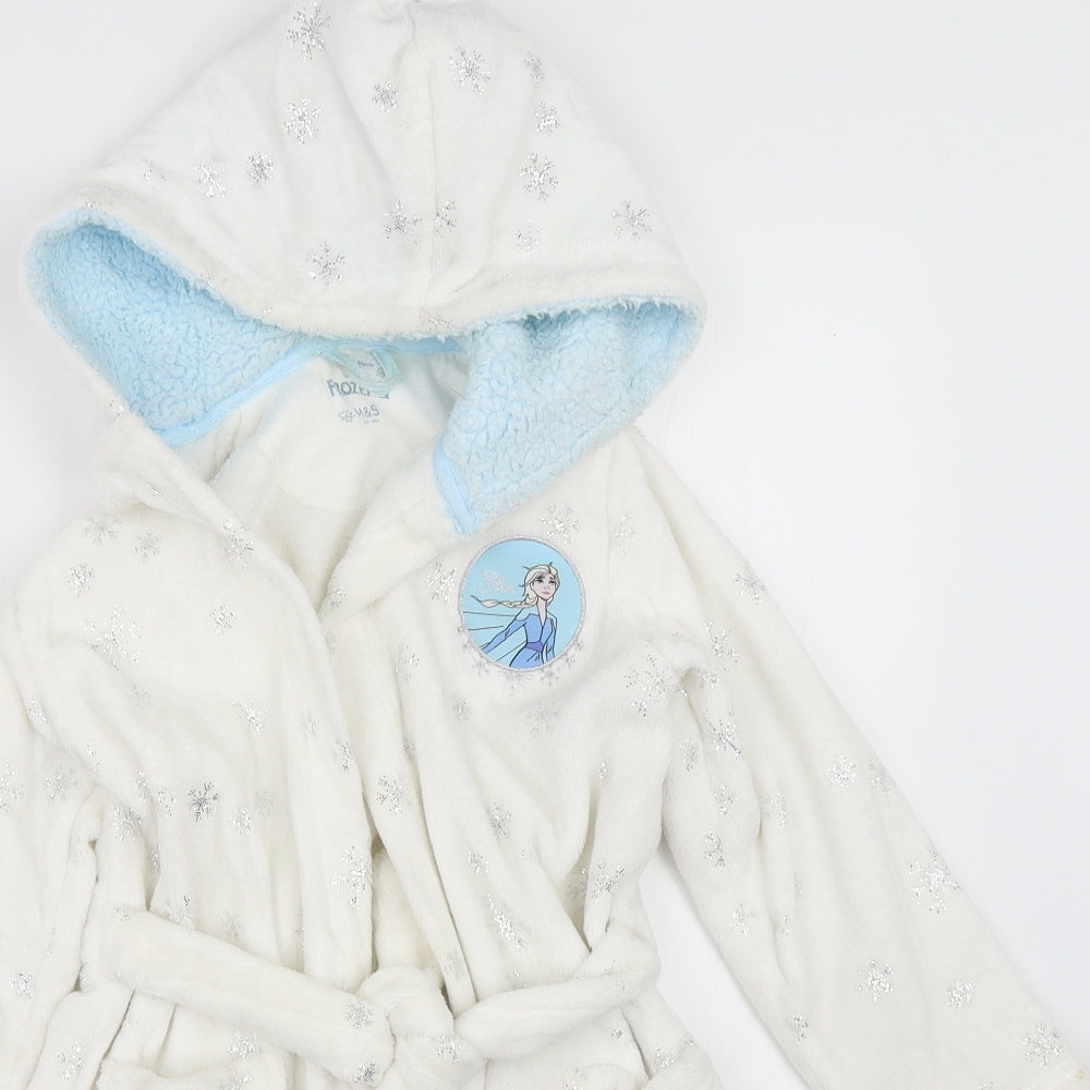 Marks and Spencer Girls Ivory Solid  Top Robe Size 5-6 Years  - frozen dressing gown