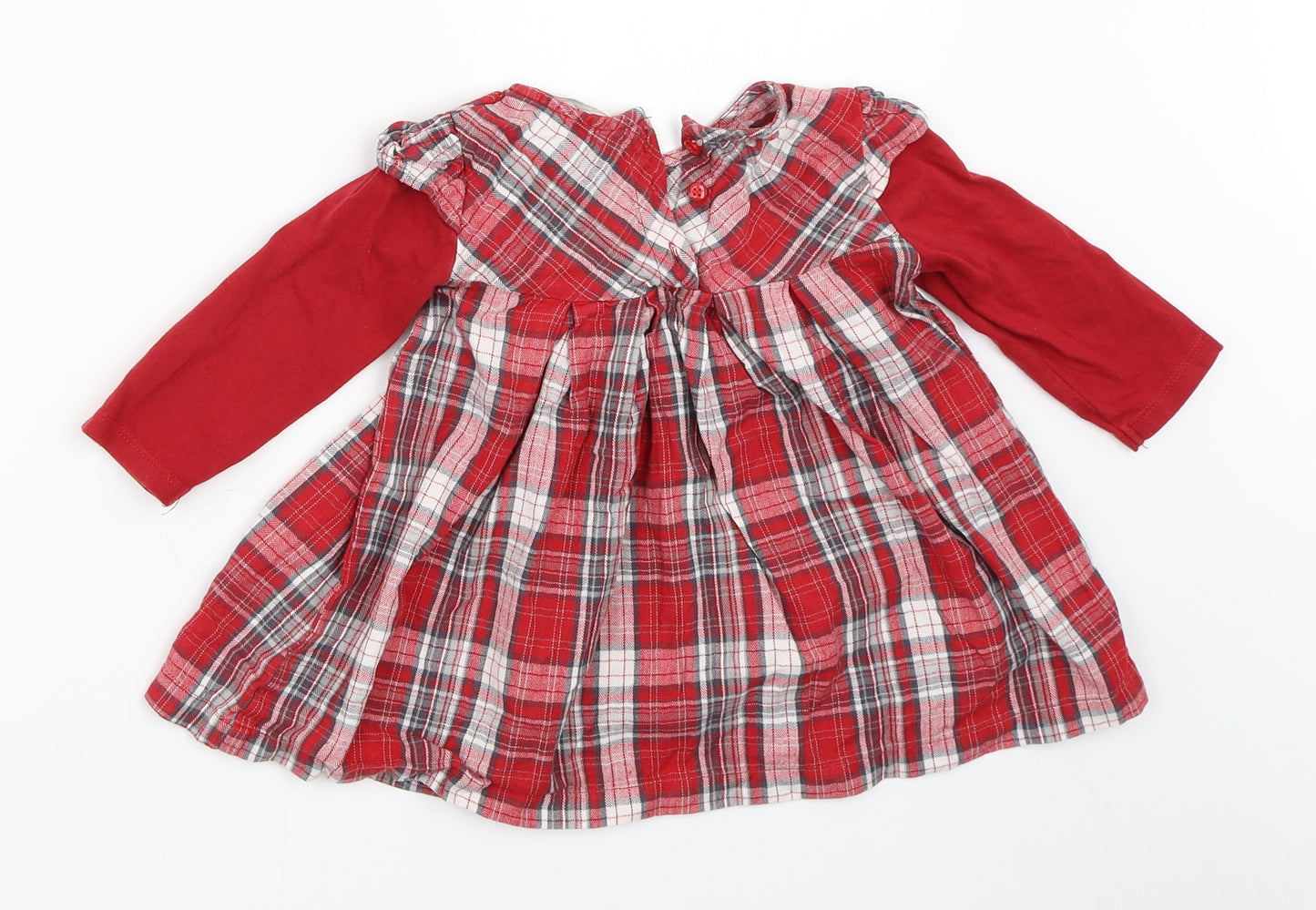 Beebay Girls Red Check  Fit & Flare  Size 6-9 Months