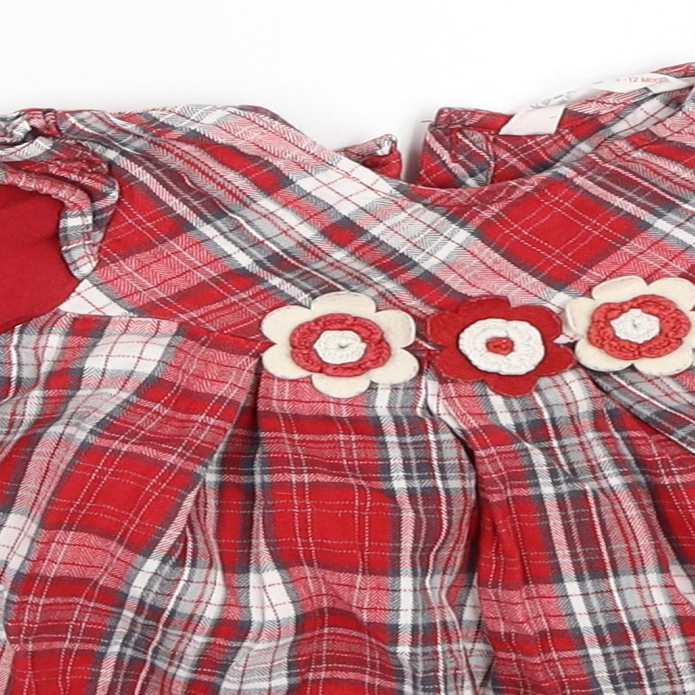 Beebay Girls Red Check  Fit & Flare  Size 6-9 Months