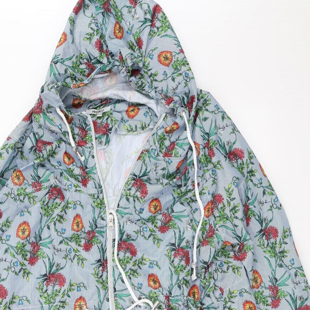 Pep&Co Womens Blue Floral  Rain Coat Coat Size 16