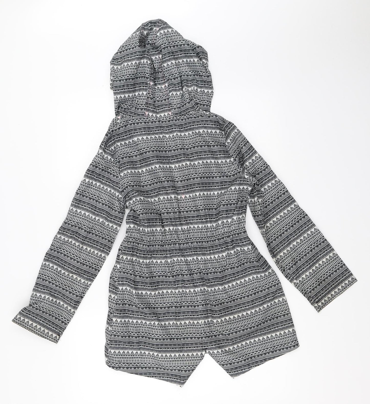 YD Girls Black Geometric  Rain Coat Coat Size 11-12 Years