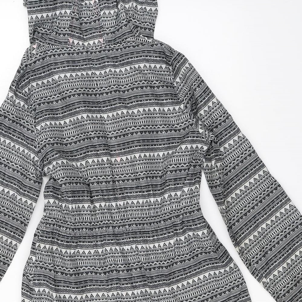 YD Girls Black Geometric  Rain Coat Coat Size 11-12 Years