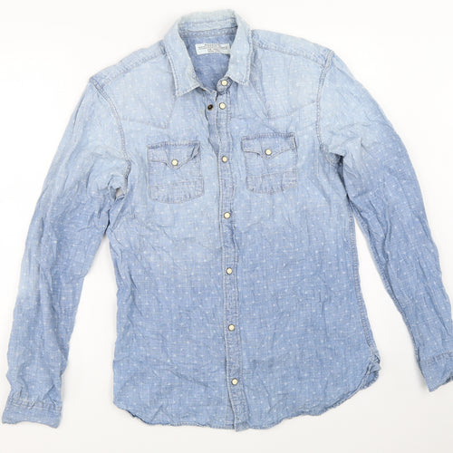 AllSaints Mens Blue  Denim  Button-Up Size S