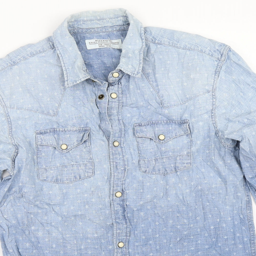 AllSaints Mens Blue  Denim  Button-Up Size S