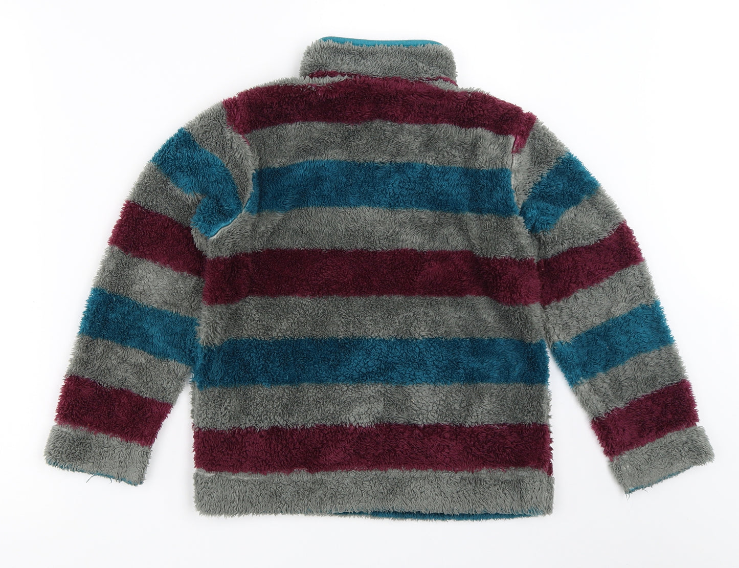 M&Co Boys Grey Striped  Henley Sweatshirt Size 7-8 Years